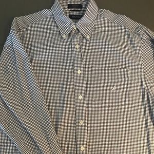 Nautica White and Black Plaid Button Down
